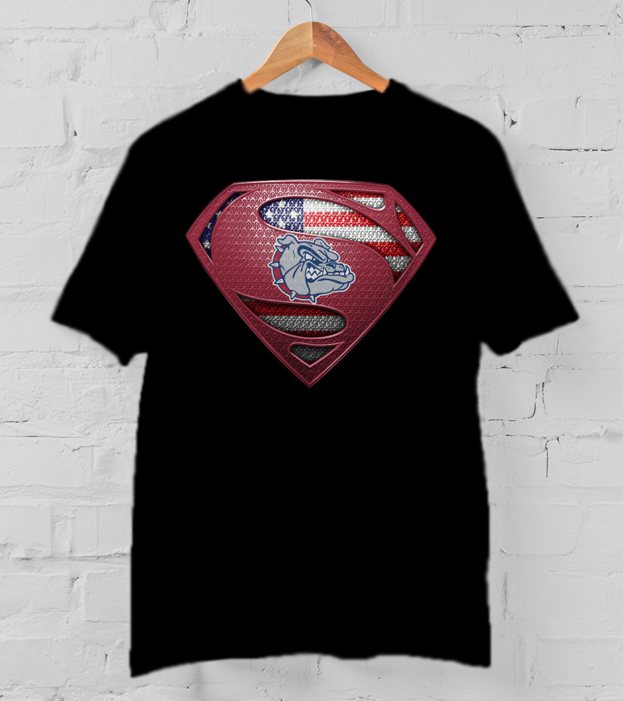 Gonzaga Bulldogs Superman American Flag Shield T-Shirt