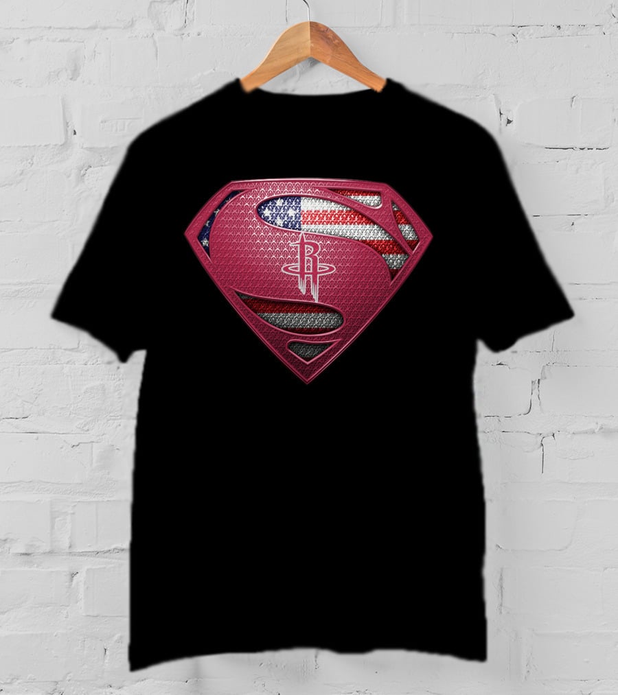 Houston Rockets Superman Logo American Flag Edition T-Shirt