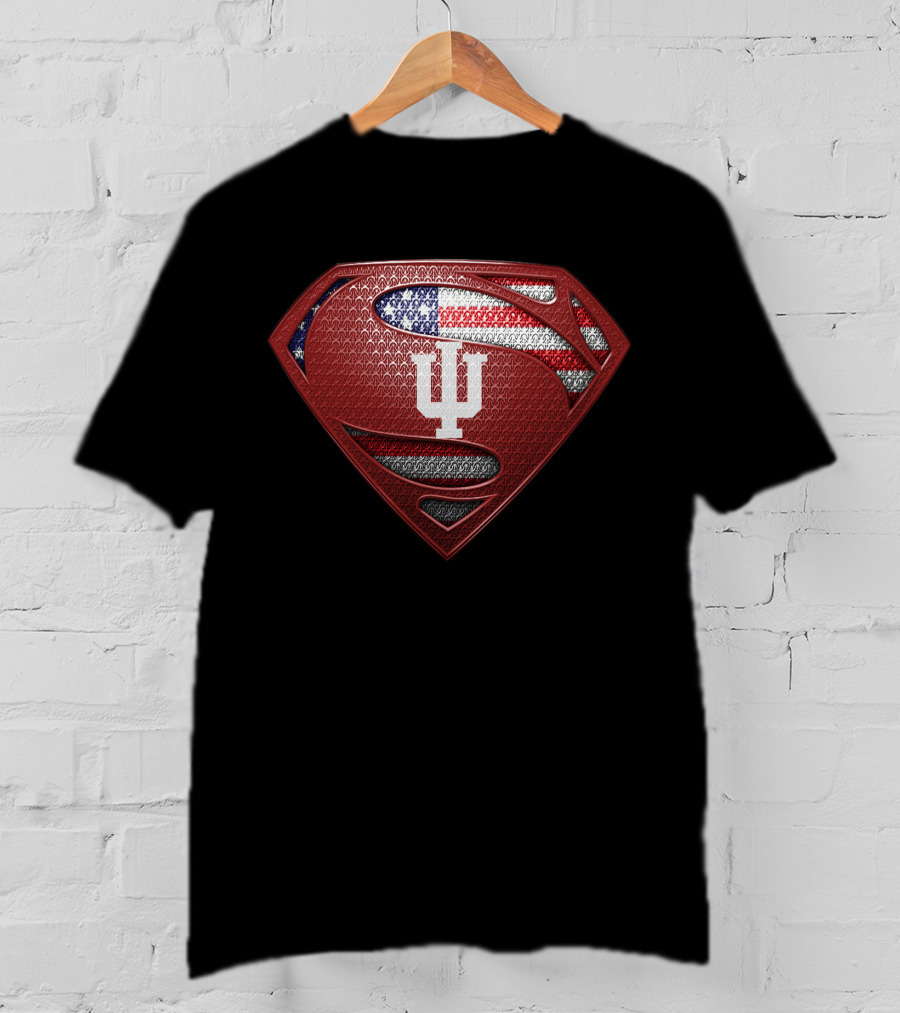 Indiana Hoosiers Superman Shield Usa Flag T-Shirt