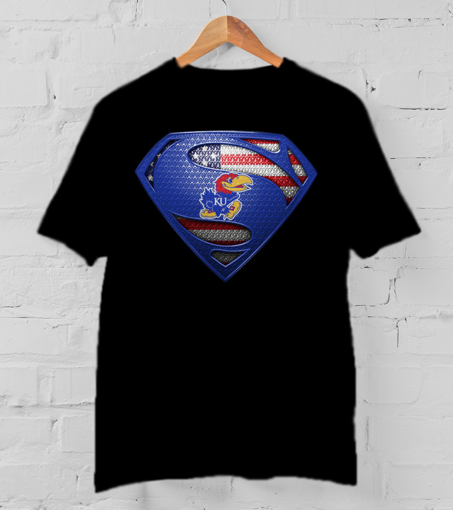 Kansas Jayhawks Superman Usa Flag T-Shirt