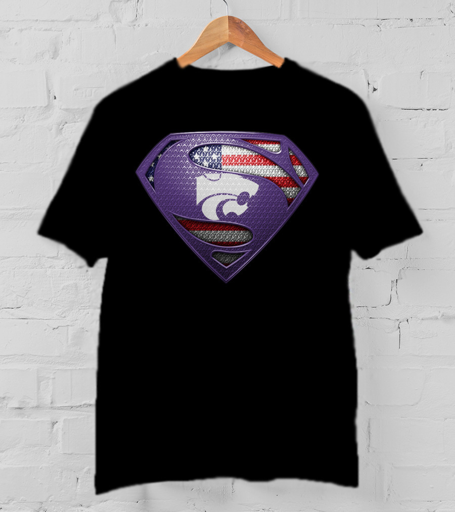 Kansas State Wildcats Superman American Flag T-Shirt