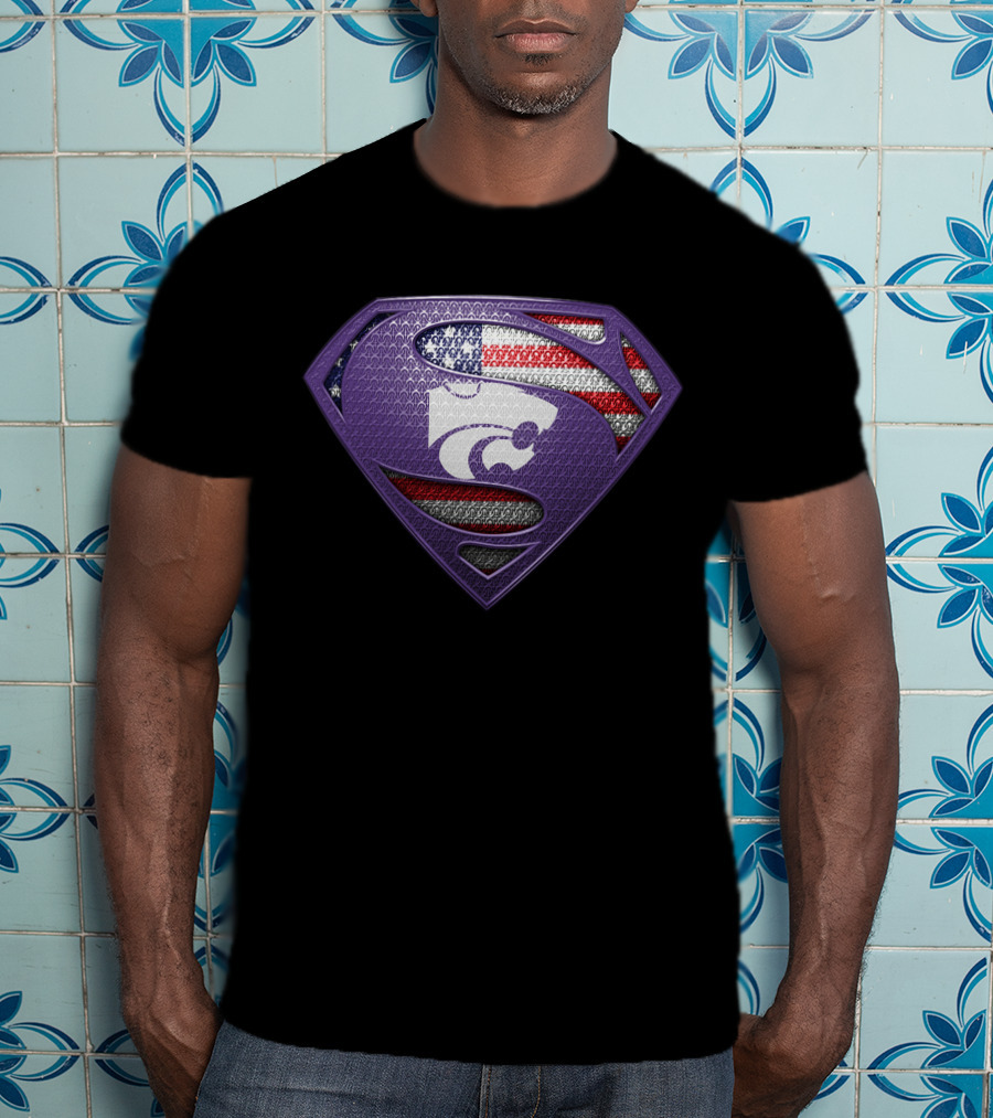 Kansas State Wildcats Superman American Flag T-Shirt