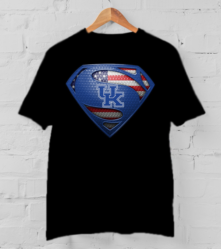 Kentucky Wildcats Uk American Flag Superman T-Shirt