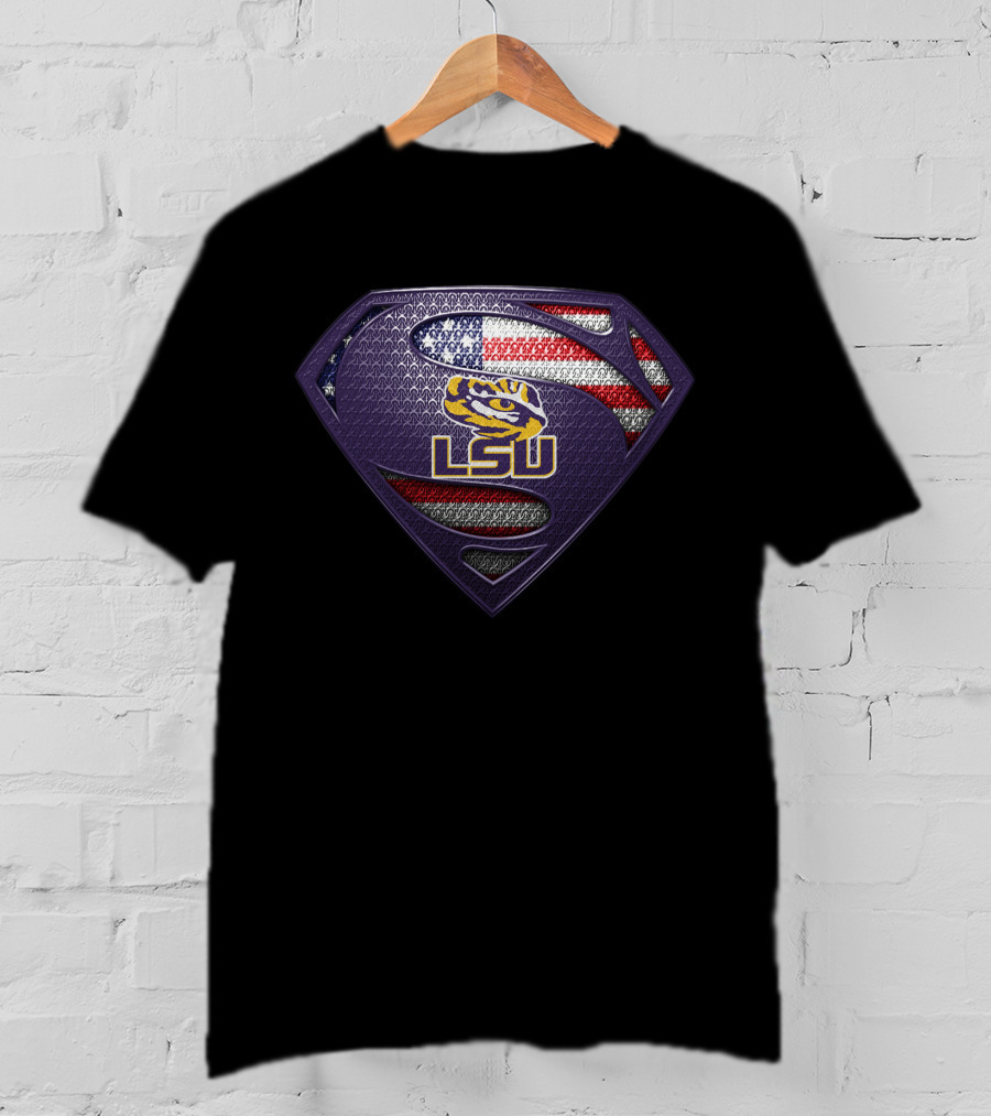 Lsu Tigers Superman American Flag T-Shirt