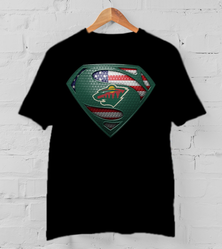 Minnesota Wild American Flag Superman T-Shirt