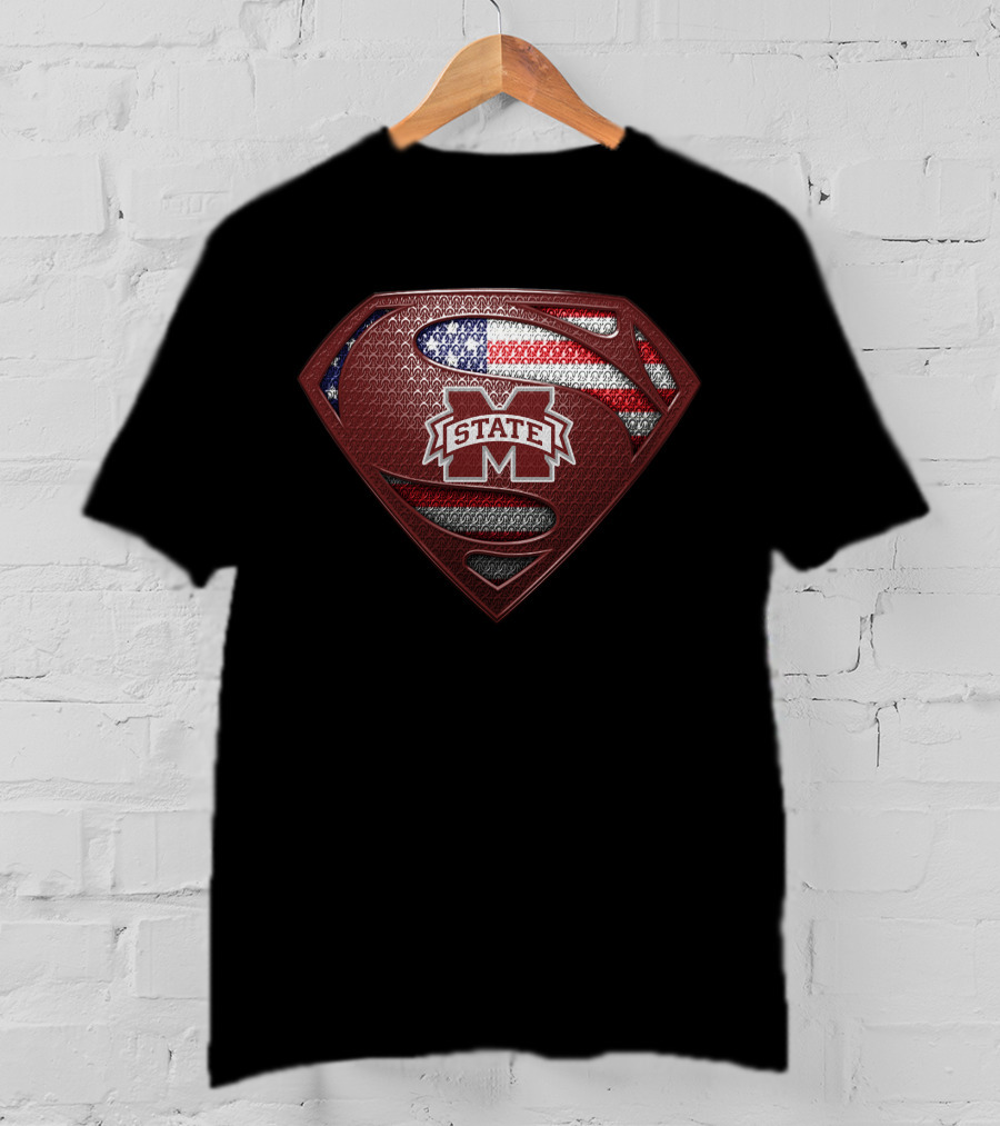 Mississippi State Bulldogs Superman American Flag T-Shirt