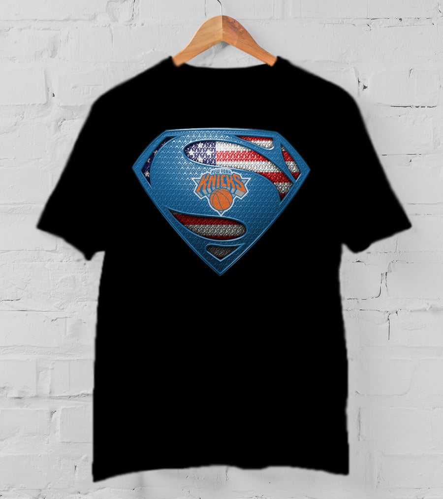New York Knicks Superman American Flag T-Shirt