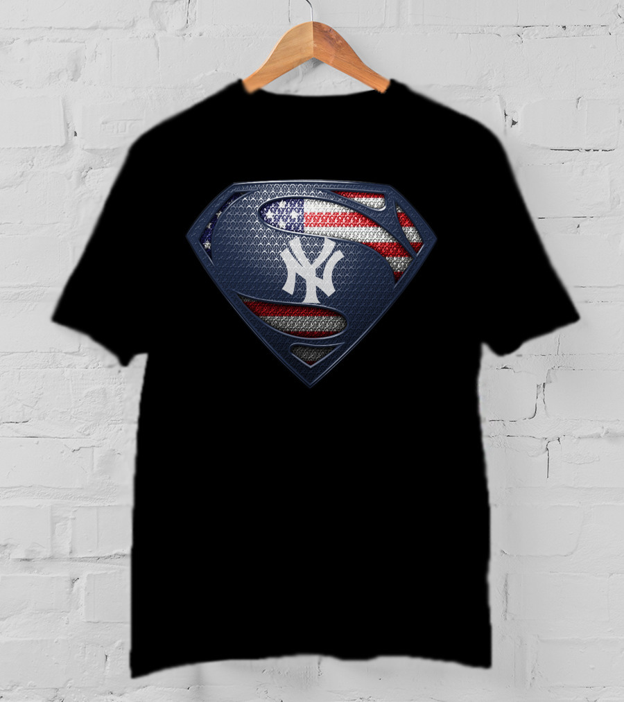 New York Yankees Superman American Flag T-Shirt