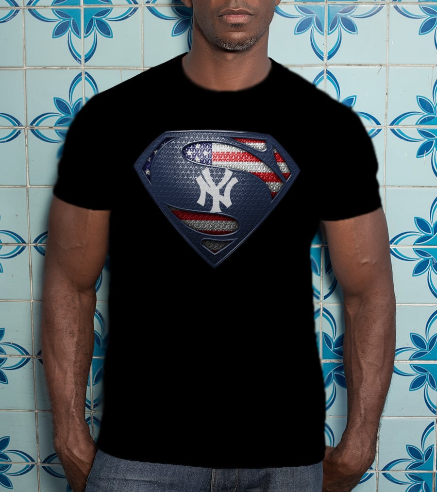 New York Yankees Superman American Flag T-Shirt
