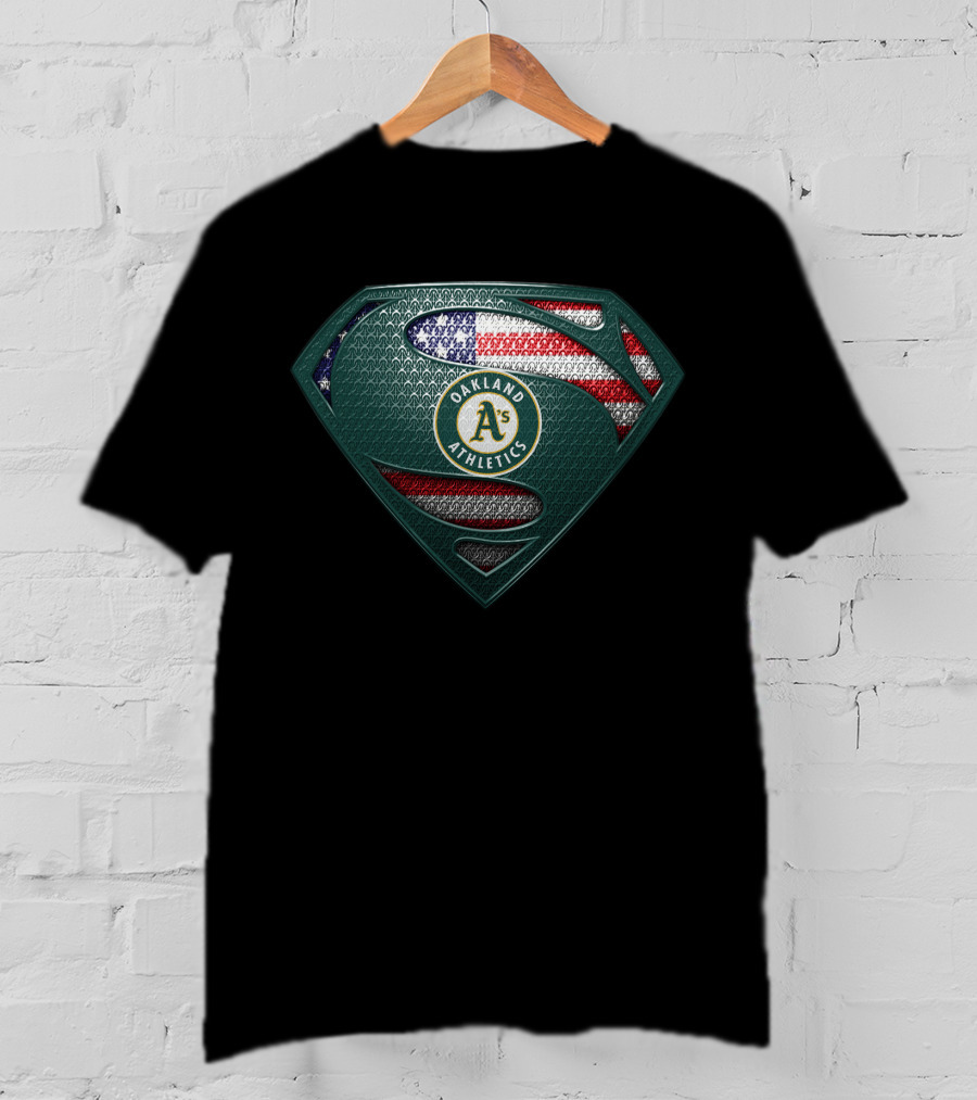 Oakland Athletics A's Superman Symbol American Flag T-Shirt