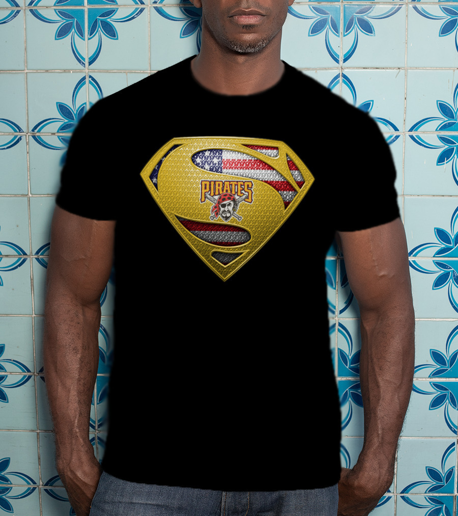 Pittsburgh Pirates Superman Shield American Flag T-Shirt