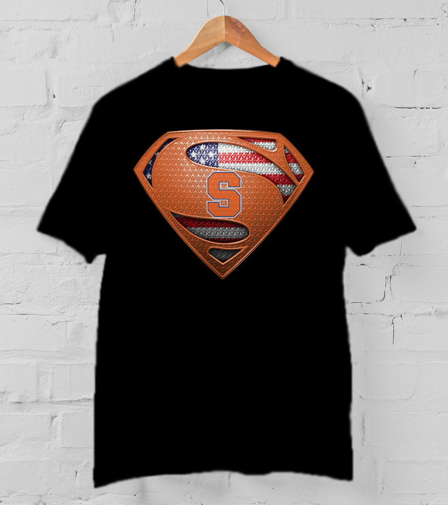 Syracuse Orange S Superman American Flag Badge T-Shirt