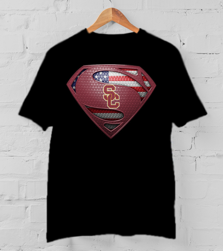 Usc Trojans American Flag Superman T-Shirt