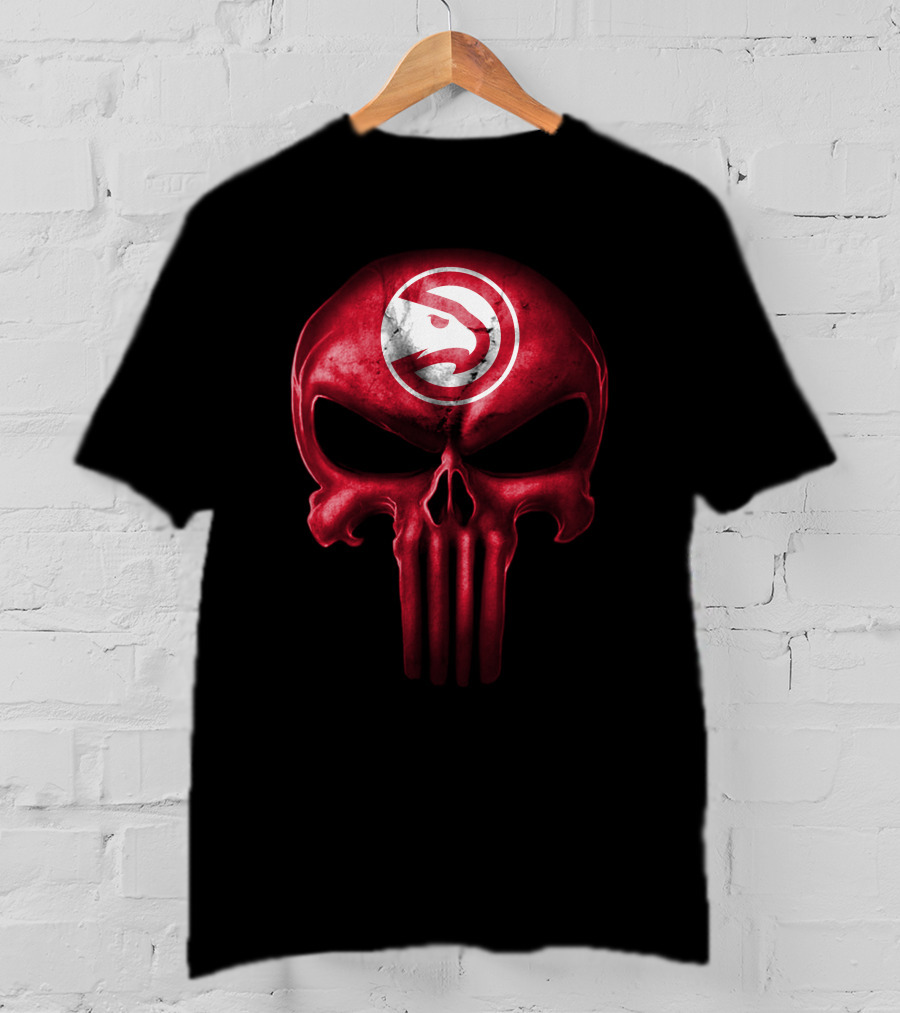Atlanta Hawks Skull Logo Punisher Style T-Shirt