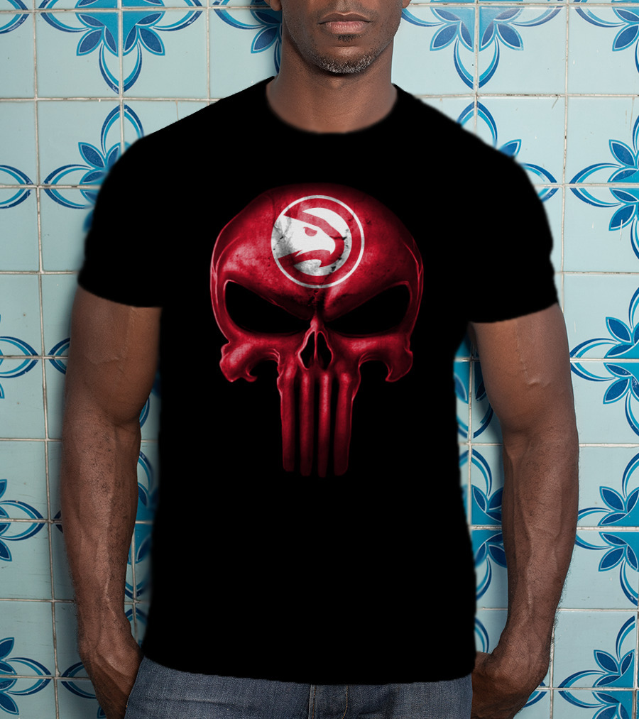 Atlanta Hawks Skull Logo Punisher Style T-Shirt