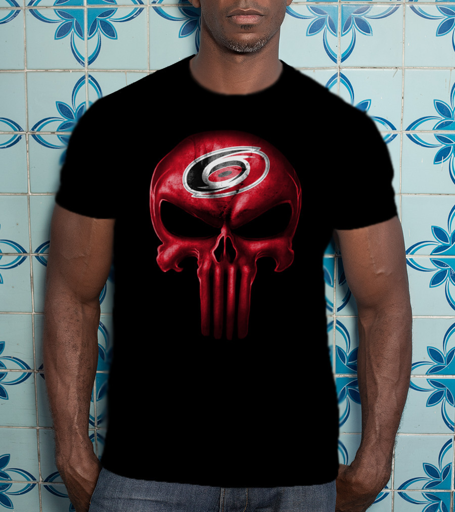 Carolina Hurricanes Skull Logo Red T-Shirt