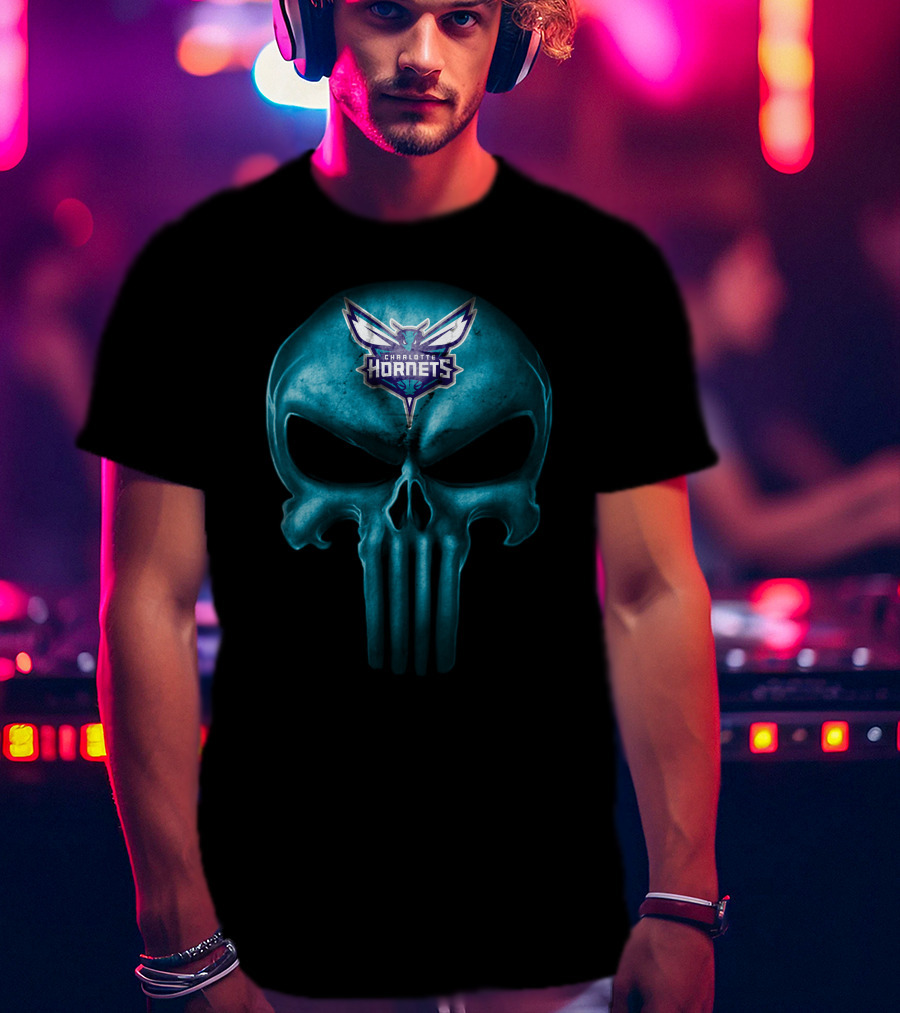 Charlotte Hornets Skull T-Shirt