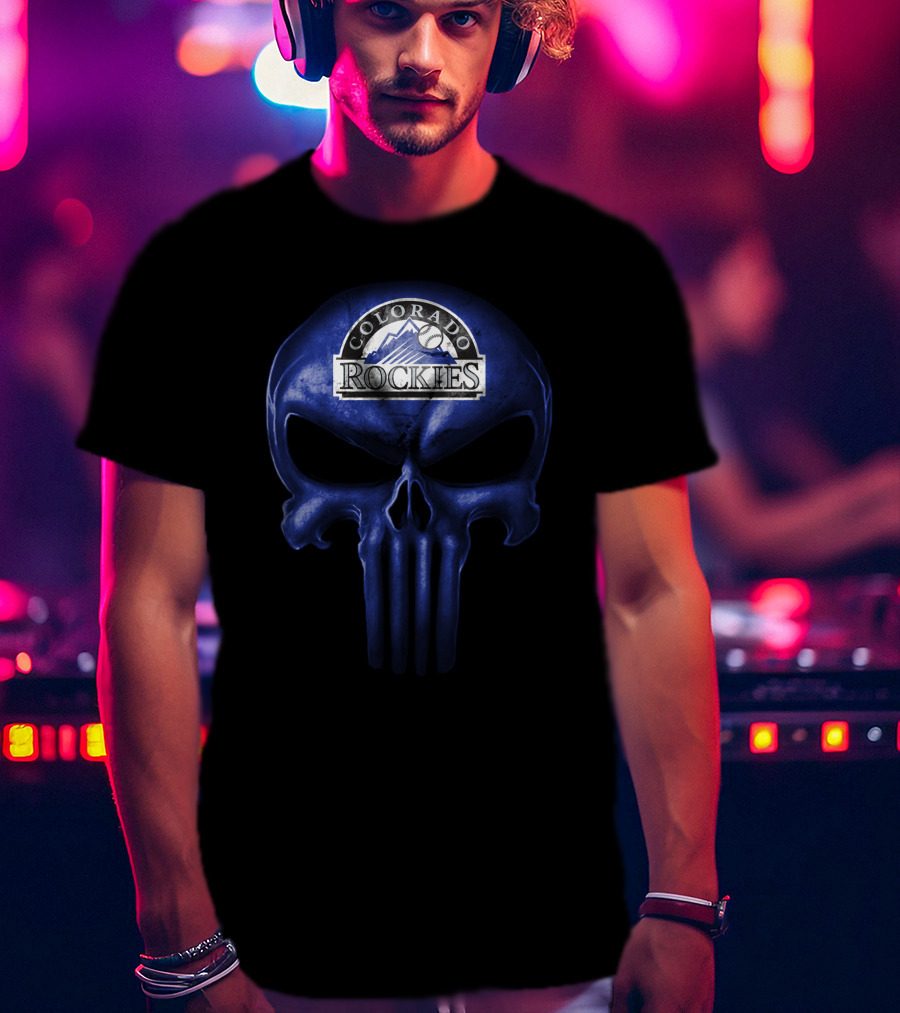 Colorado Rockies Skull Baseball T-Shirt