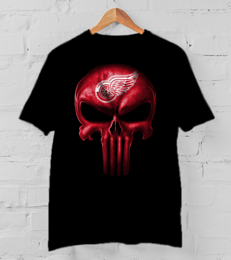 Detroit Red Wings Punisher Skull T-Shirt