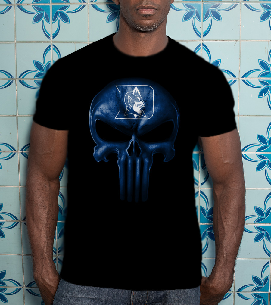 Duke Blue Devils Skull Punisher Style T-Shirt