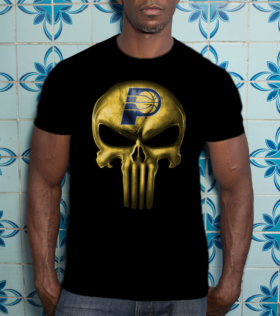 Indiana Pacers Skull Logo Basketball Fusion T-Shirt