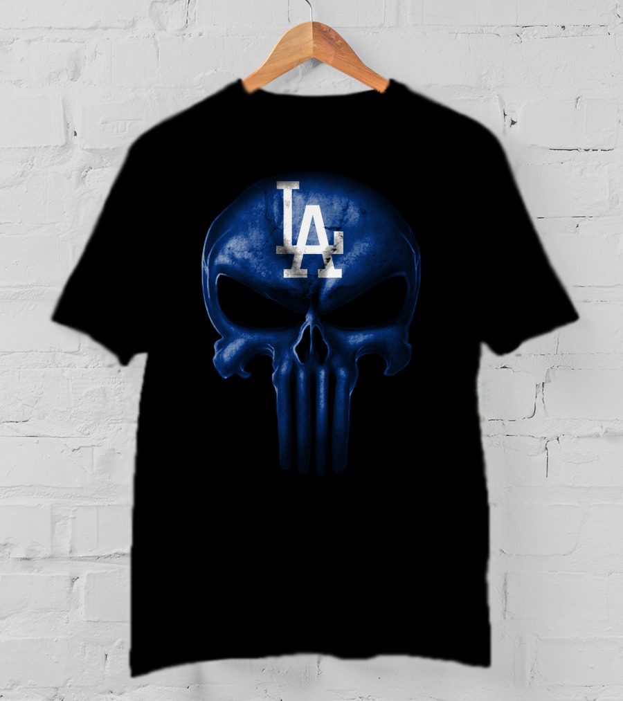 Los Angeles Dodgers Skull Logo Blue T-Shirt