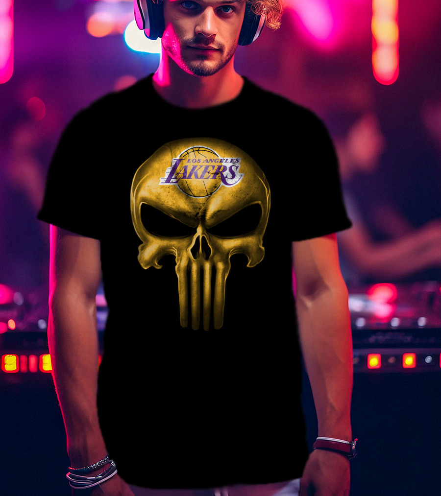 Los Angeles Lakers Skull Basketball T-Shirt