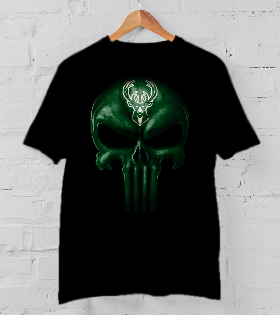 Milwaukee Bucks Skull Symbol With Team T-Shirt