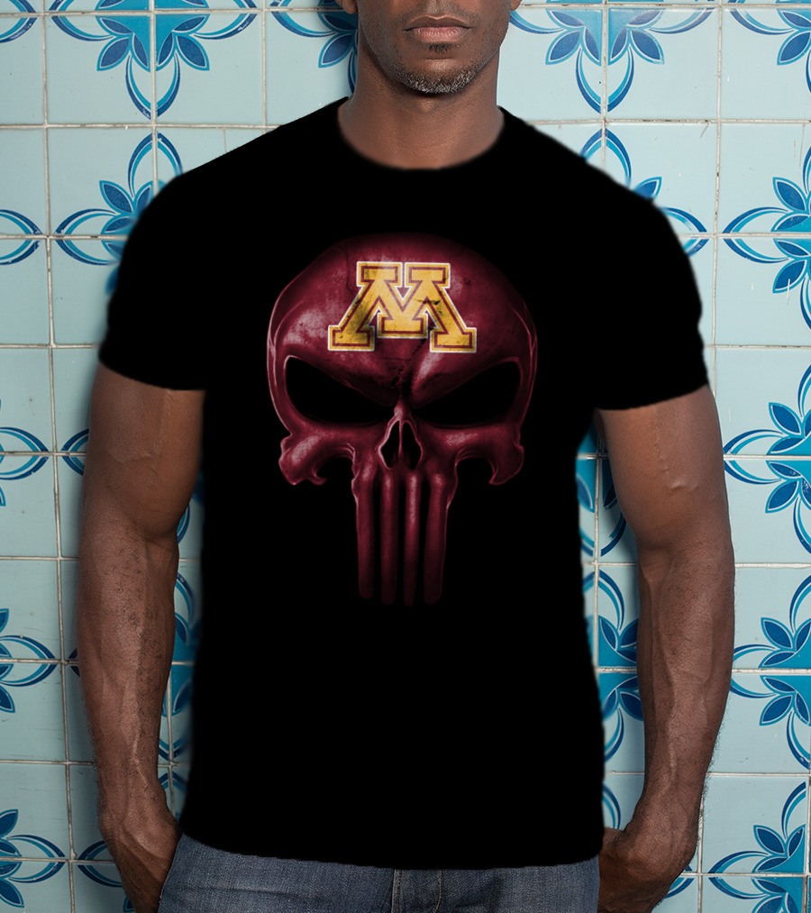 Minnesota Golden Gophers M Logo Skull T-Shirt