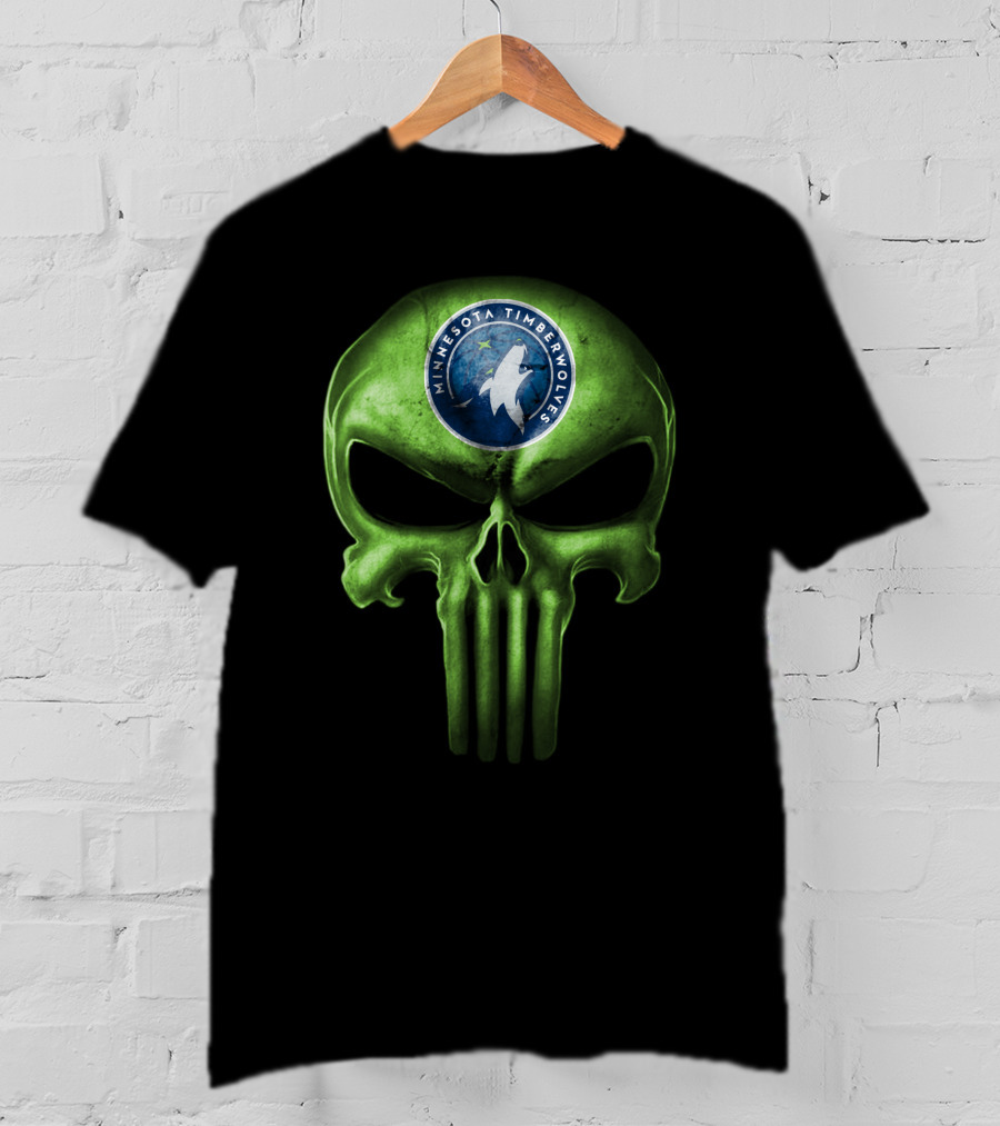 Minnesota Timberwolves Skull Emblem Dark Green T-Shirt