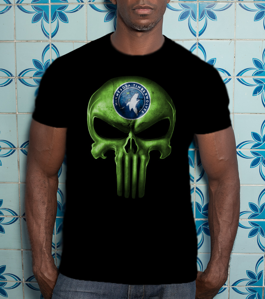 Minnesota Timberwolves Skull Emblem Dark Green T-Shirt