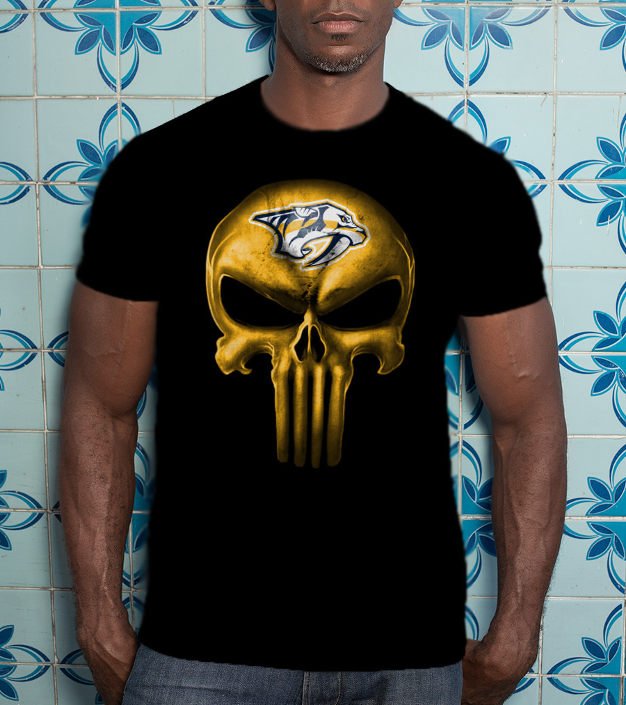 Nashville Predators Skull Punisher Style T-Shirt