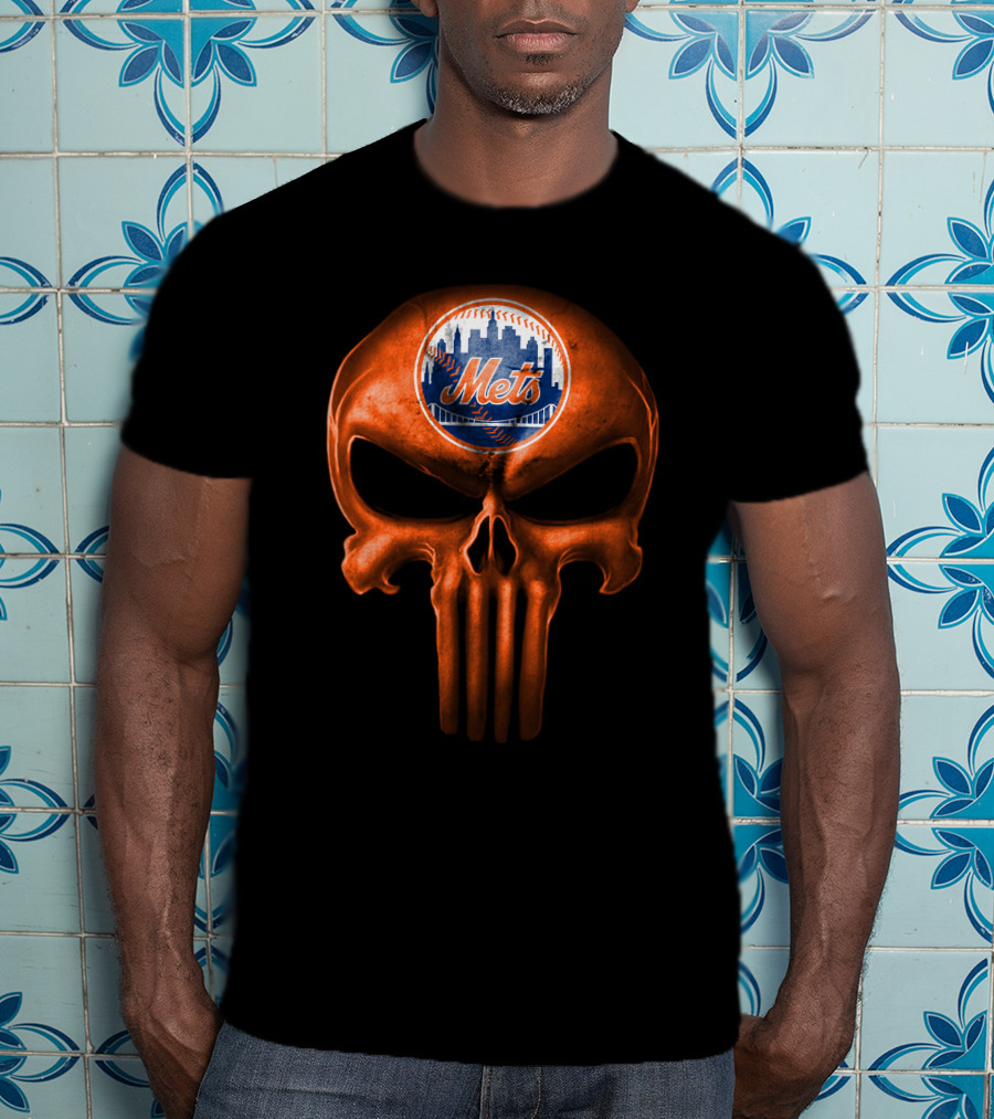 New York Mets Skull Logo Dark T-Shirt