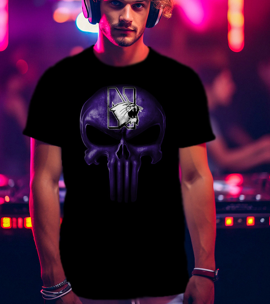 Northwestern Wildcats Skull Logo Purple T-Shirt