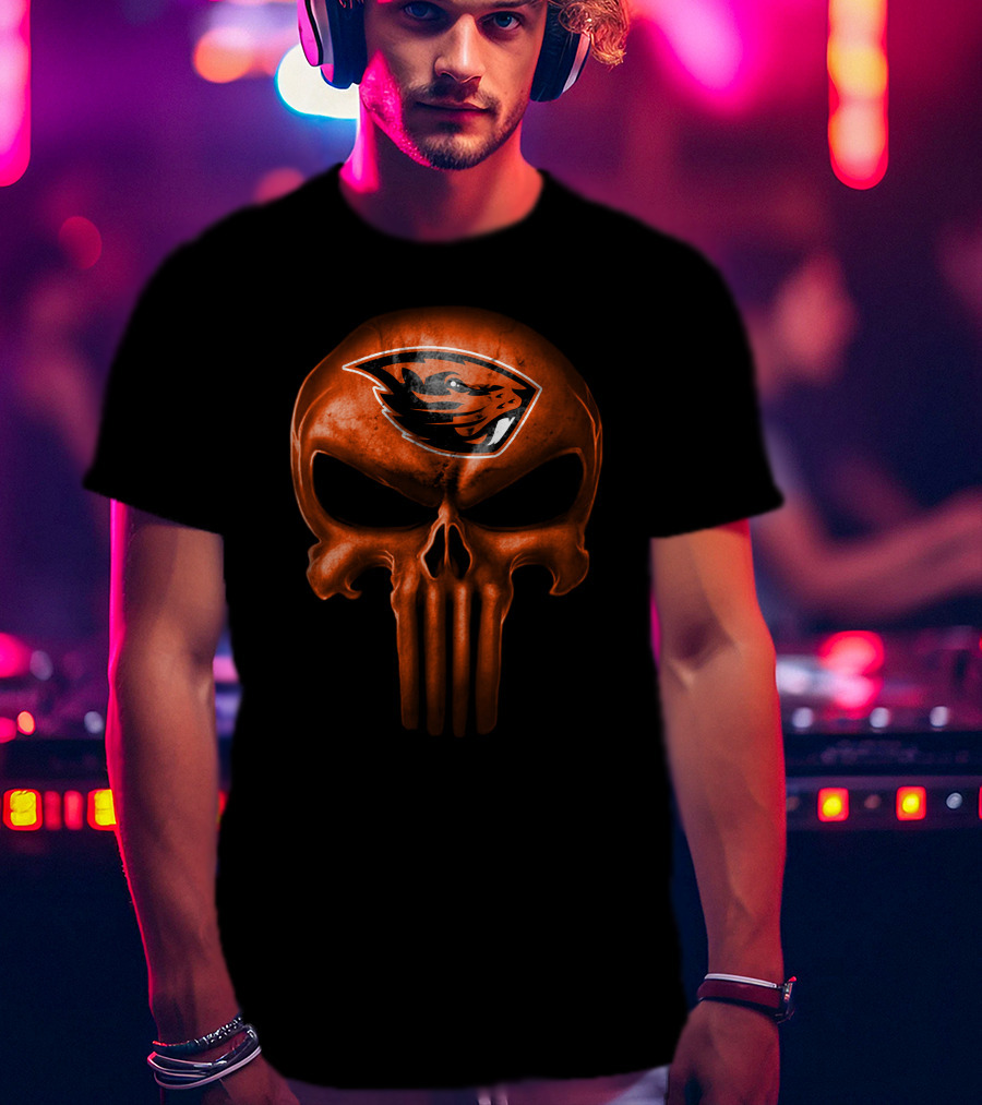 Oregon State Beavers Skull Punisher T-Shirt