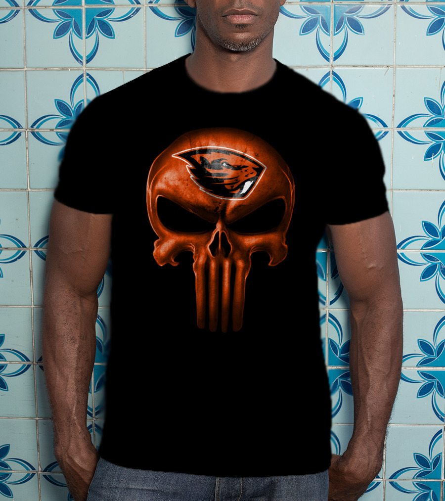 Oregon State Beavers Skull Punisher T-Shirt