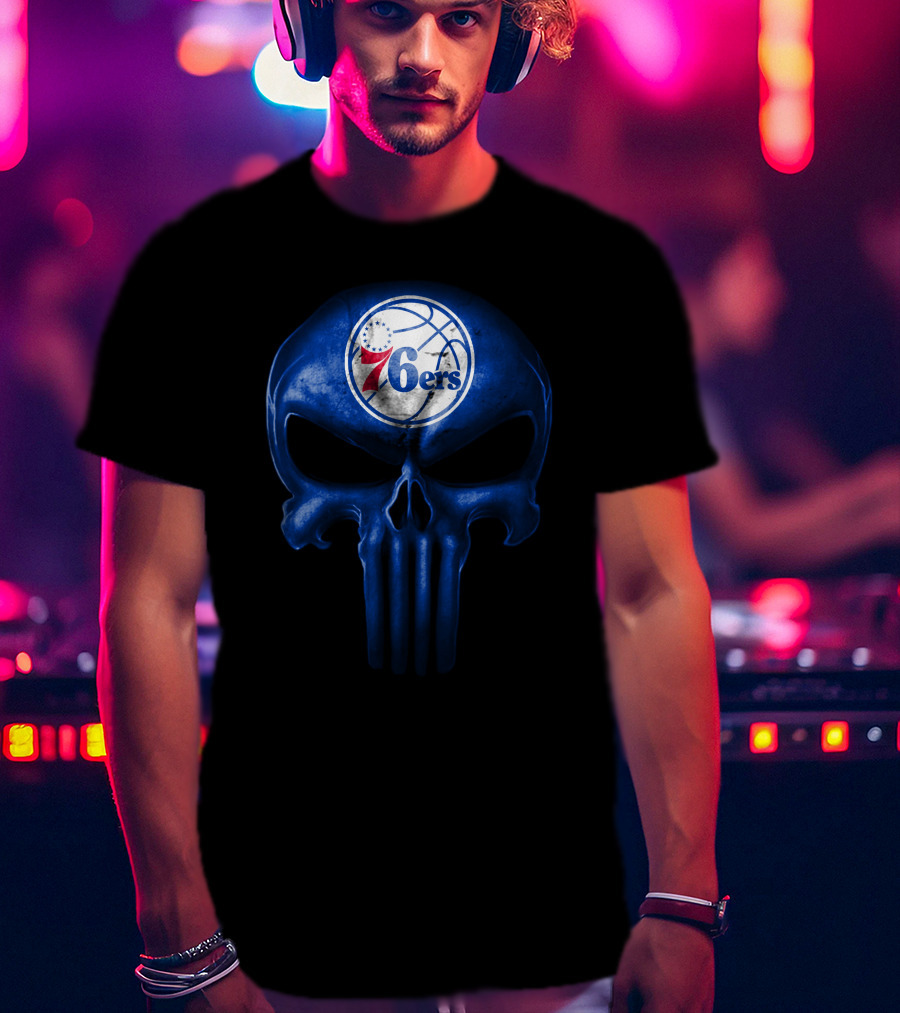 Philadelphia 76ers Punisher Skull T-Shirt
