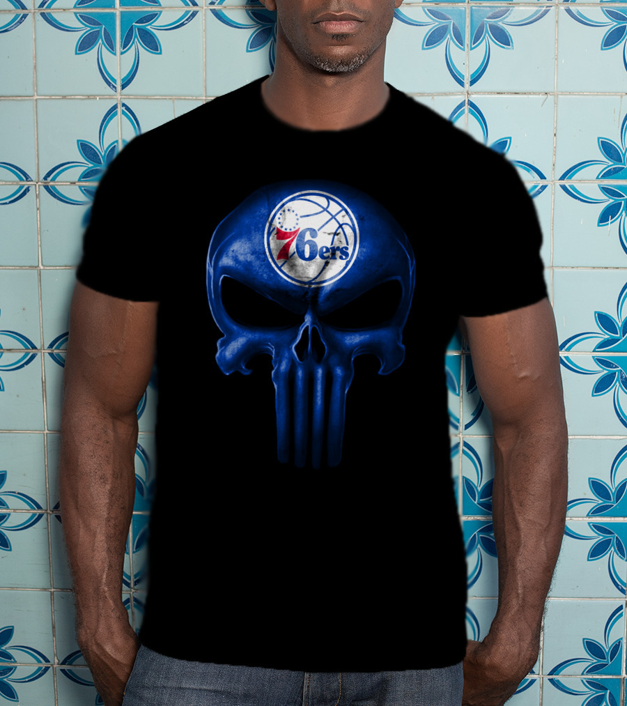 Philadelphia 76ers Punisher Skull T-Shirt