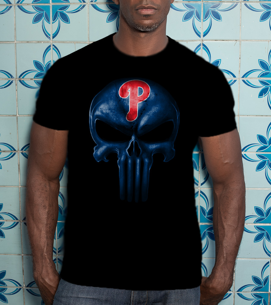 Philadelphia Phillies P Punisher Skull T-Shirt