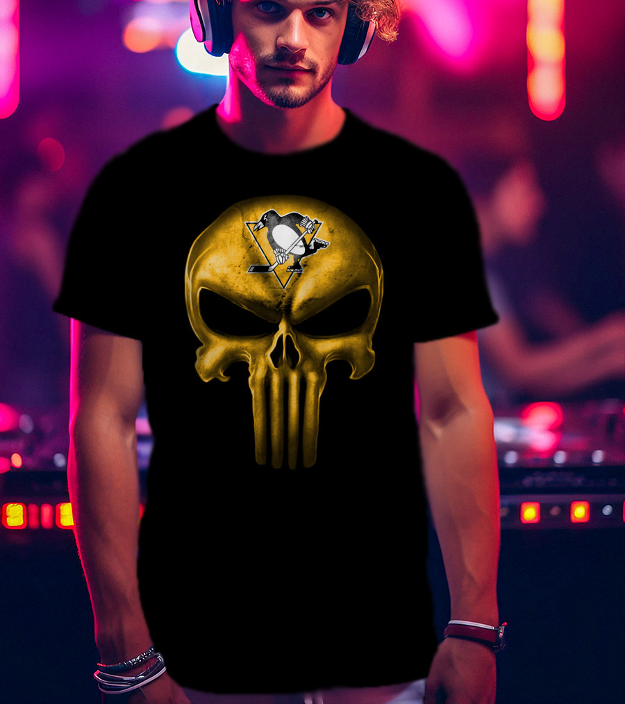Pittsburgh Penguins Skull Punisher Mashup T-Shirt