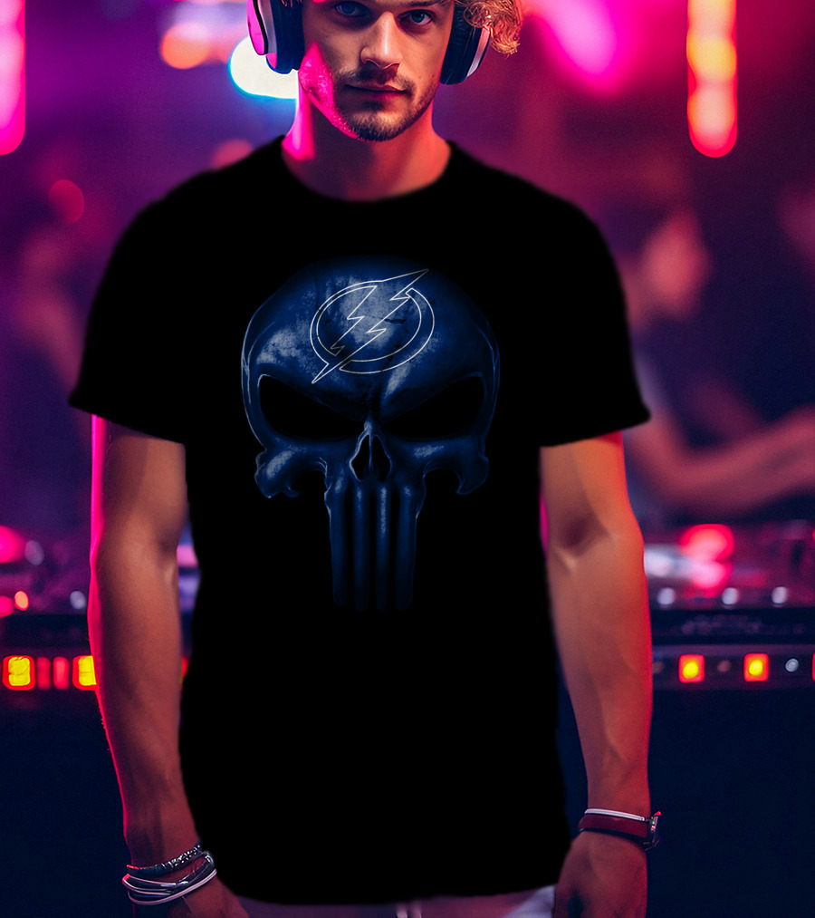 Tampa Bay Lightning Skull Logo Punisher Symbol T-Shirt