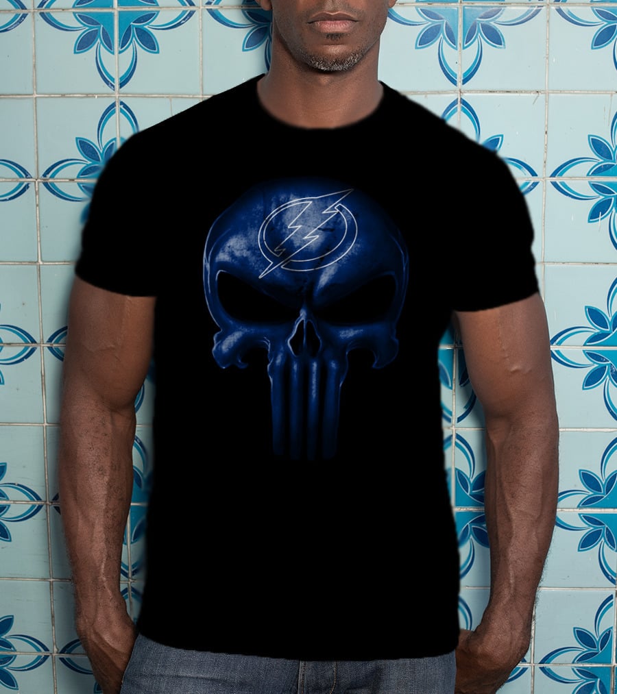 Tampa Bay Lightning Skull Logo Punisher Symbol T-Shirt