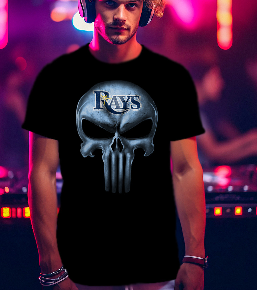 Tampa Bay Rays Skull Logo Fusion T-Shirt