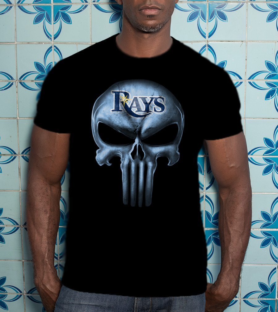 Tampa Bay Rays Skull Logo Fusion T-Shirt