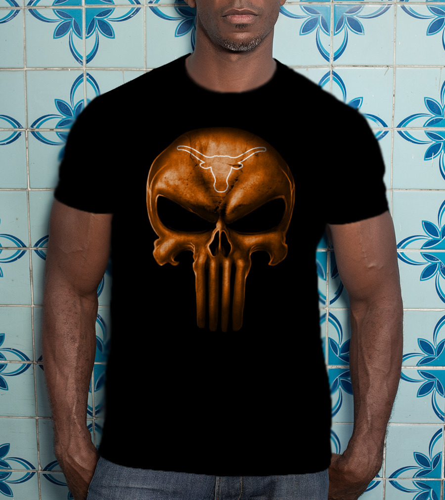 Texas Longhorns Punisher Skull T-Shirt