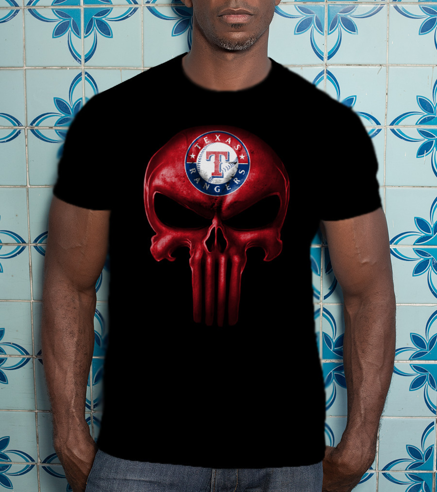 Texas Rangers Punisher Skull T-Shirt
