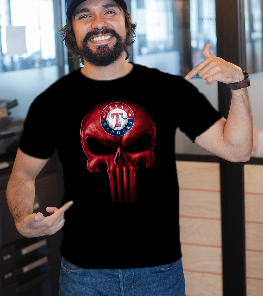 Texas Rangers Punisher Skull T-Shirt