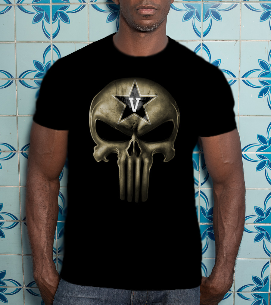 Vanderbilt Commodores Skull Punisher T-Shirt