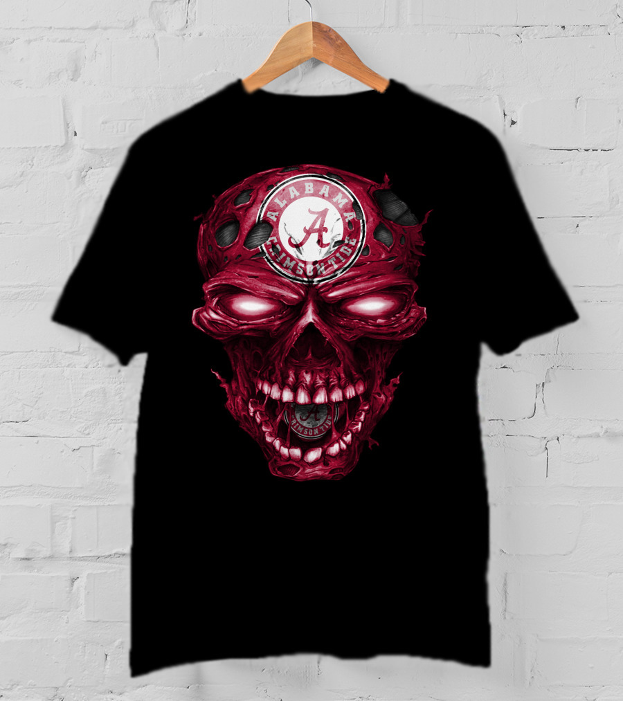 Alabama Crimson Tide Skull Crimson A Logo Dark Intense T-Shirt