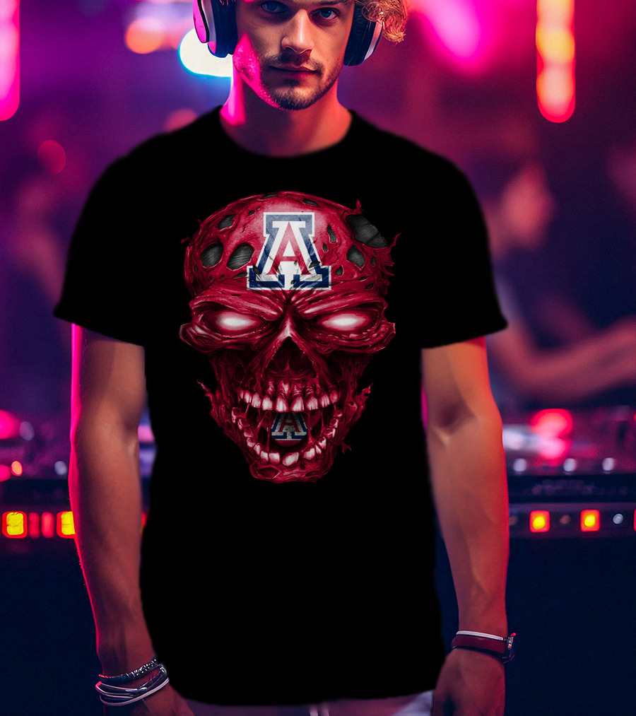 Arizona Wildcats Skull Red Grunge T-Shirt